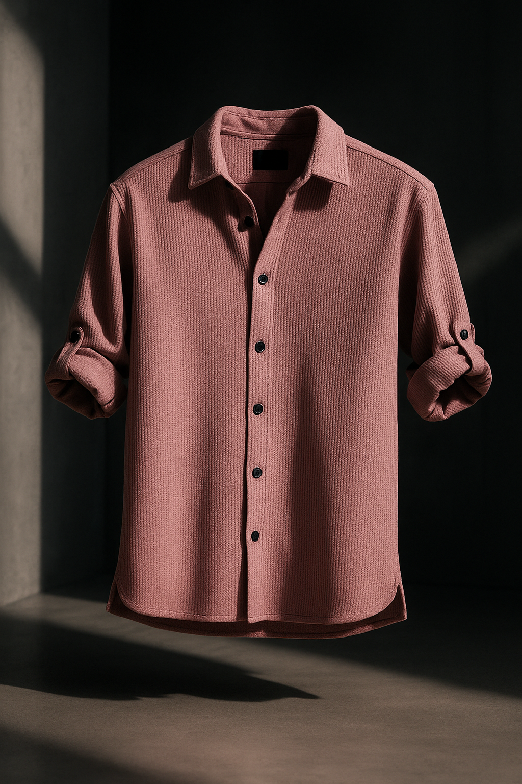 Pink Stretched Fabric Drop Shoulder Half Sleeve Casual Shirt | TOG Fashion