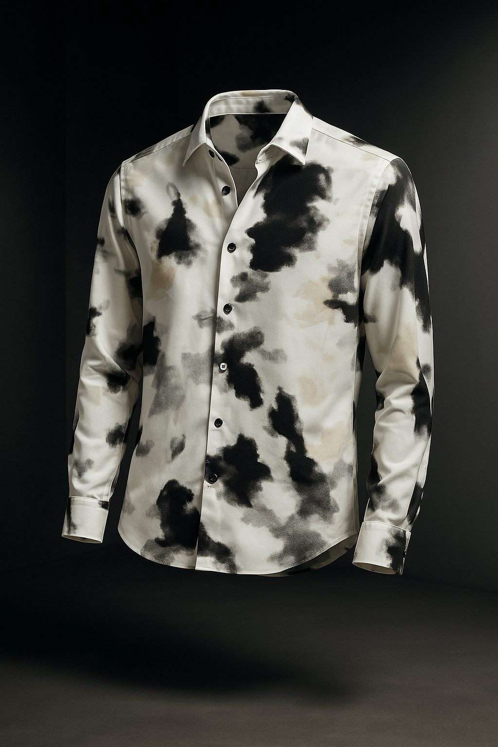 White Premium Rayon Fabric Abstract Print Regular Fit Full Sleeves Shirt | TOG Fashion