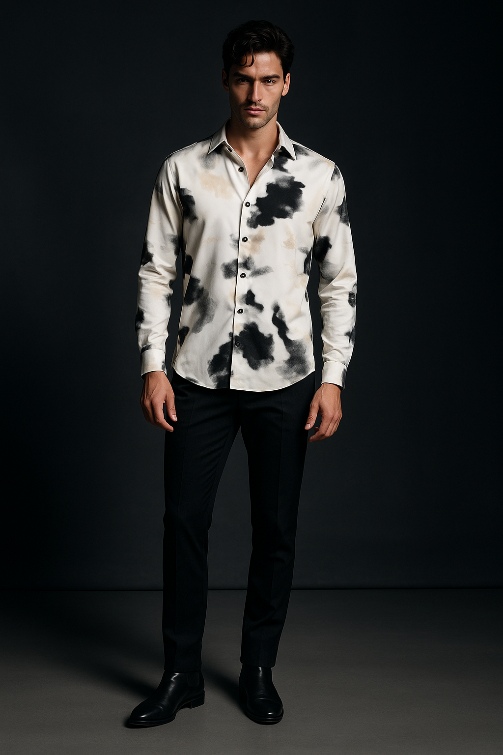 White Premium Rayon Fabric Abstract Print Regular Fit Full Sleeves Shirt | TOG Fashion