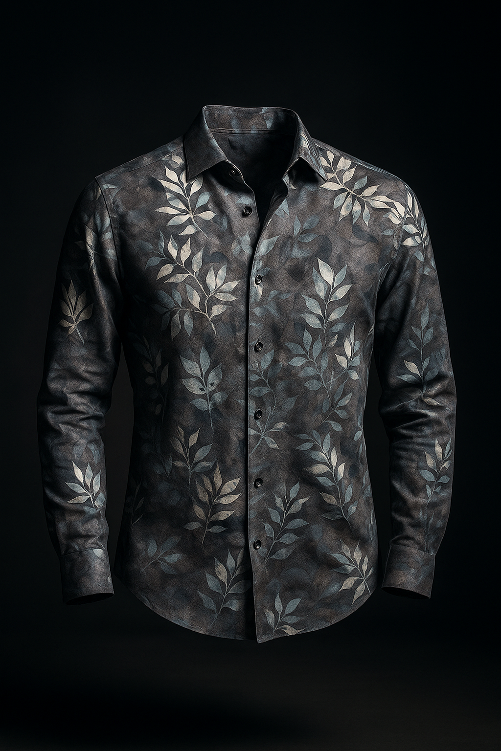 Grey lycra Floral Print Regular Fit Full Sleeves Casual Shirt | TOG Fashion