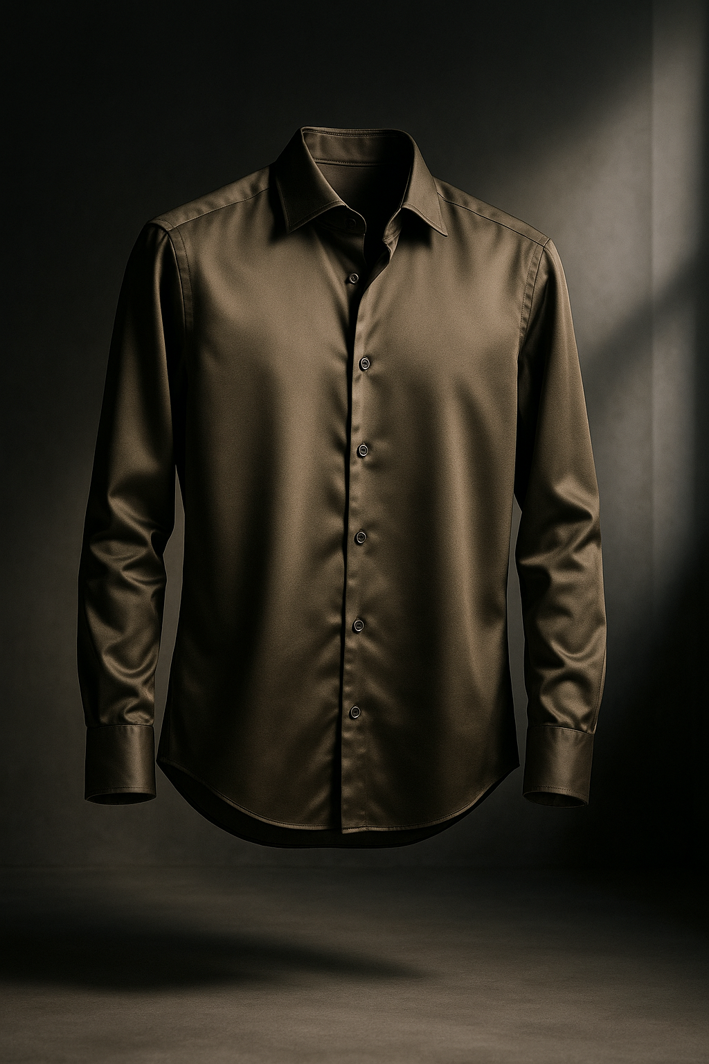 Muted Brown Premium Lycra Plain Regular Fit Full Sleeves Shirt | TOG Fashion