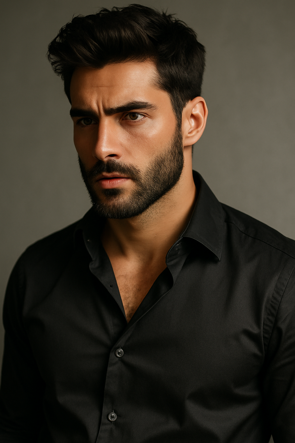 Black Plain Lycra Regular Fit Full Sleeves Formal Shirt | TOG Fashion