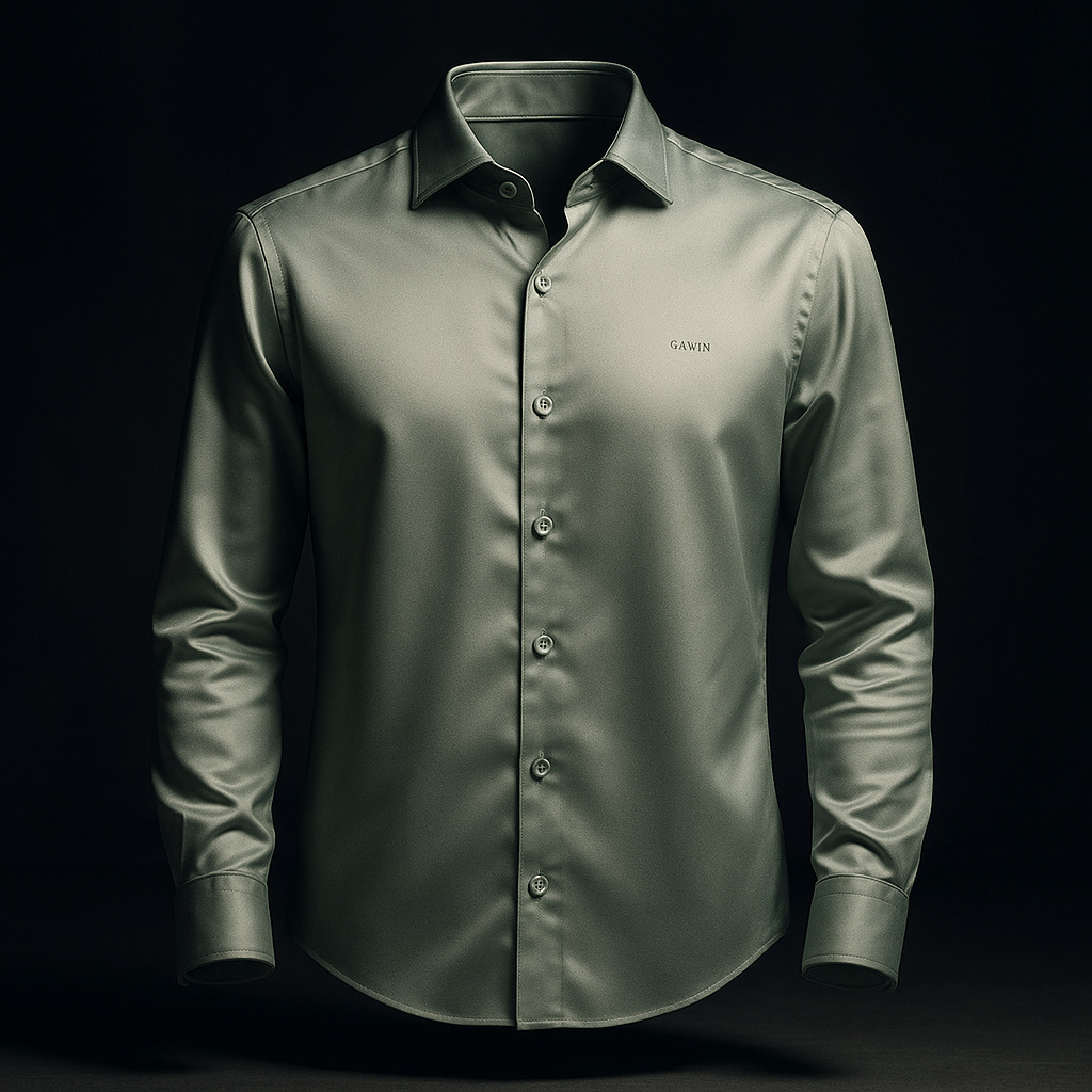 Grayish Green Premium Lycra Plain Regular Fit Full Sleeves Shirt | TOG Fashion