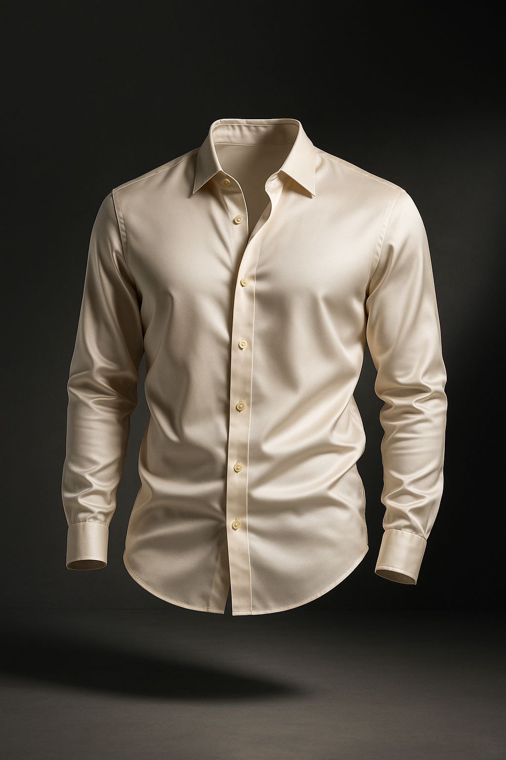 Beige Premium Lycra Plain Regular Fit Full Sleeves Shirt | TOG Fashion