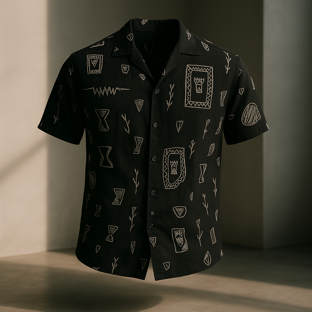 Black Embroidered Designer Slim Fit Half Sleeves Shirt | TOG Fashion