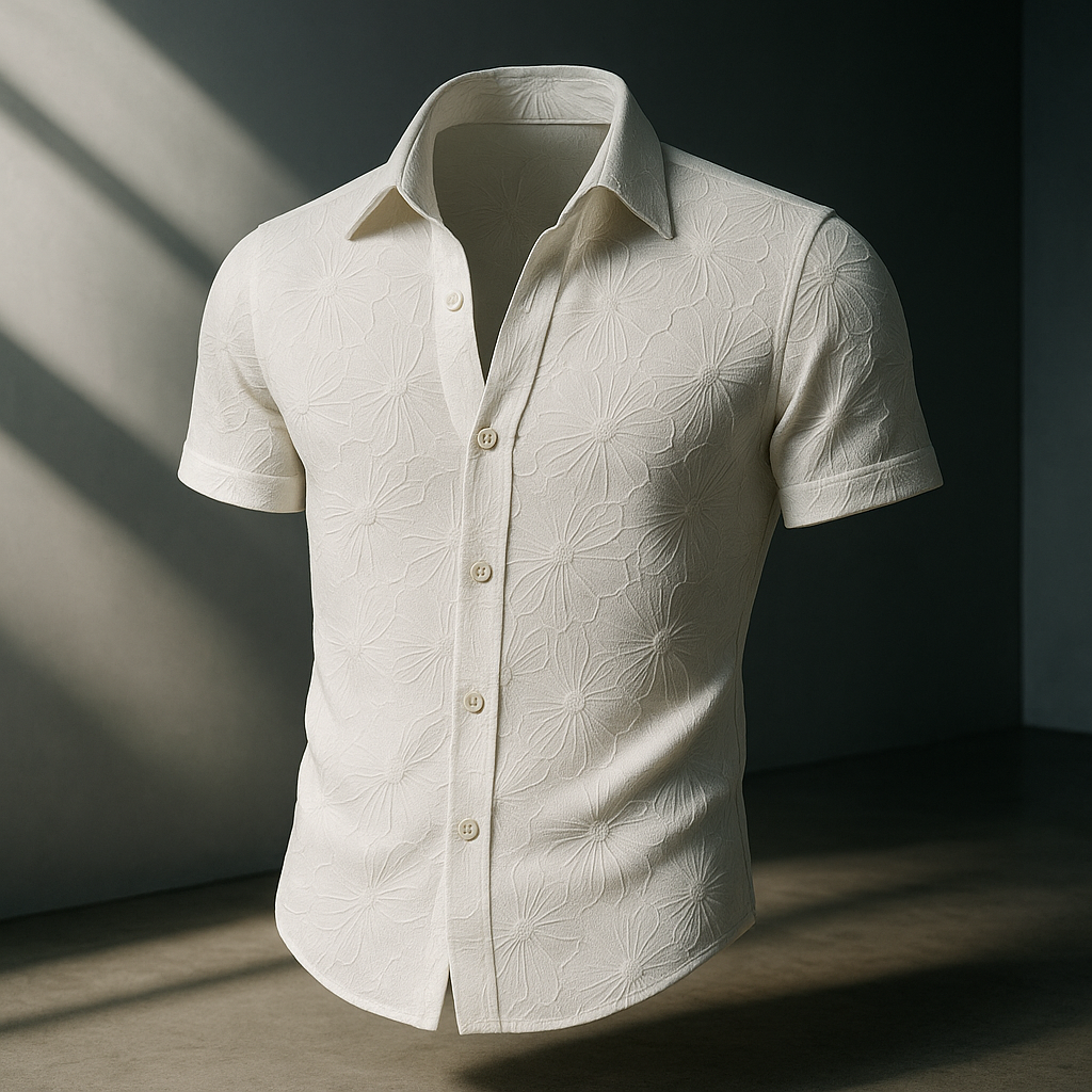 White Abstractly Textured Regular Fit Half Sleeves Shirt| TOG Fashion