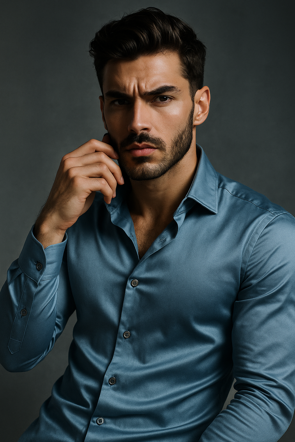 Deep Ocean Plain Lycra Regular Fit Full Sleeves Formal Shirt | TOG Fashion