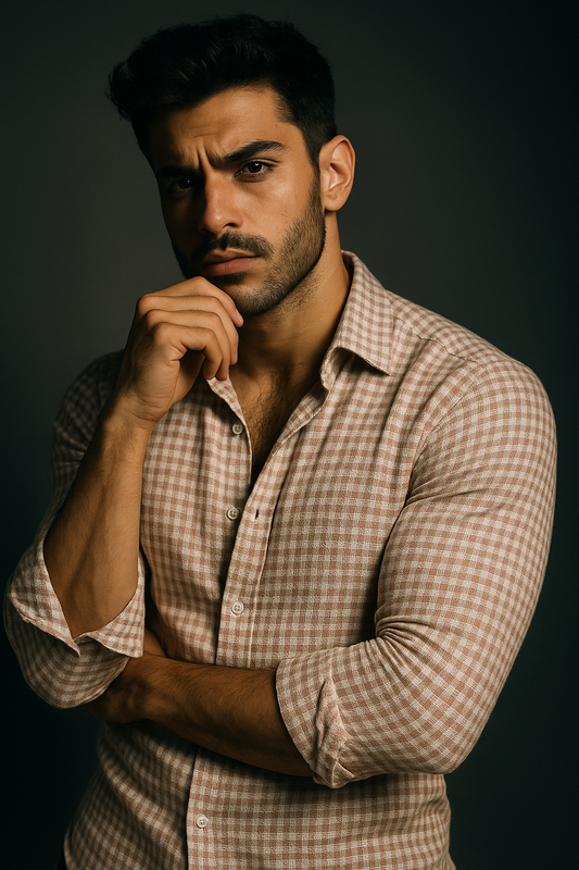 Pink and White Checkered Premium Light Weight Fabric Slim Fit Full Sleeves Shirt | TOG Fashion