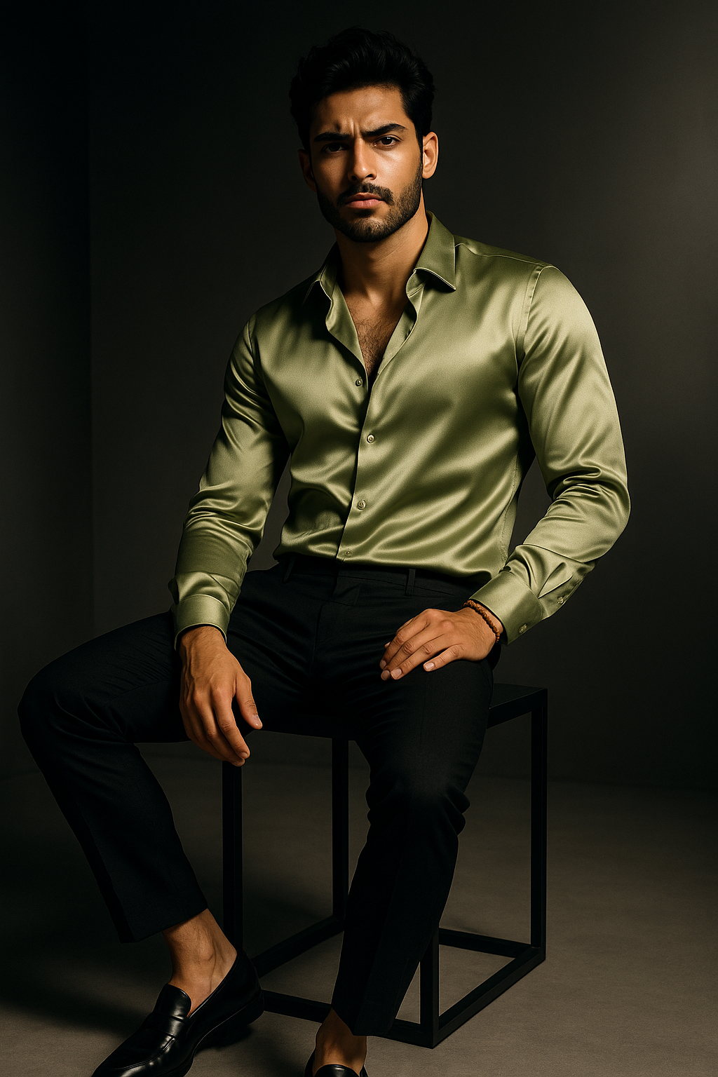 Light Green Premium Lycra Plain Regular Fit Full Sleeves Shirt | TOG Fashion