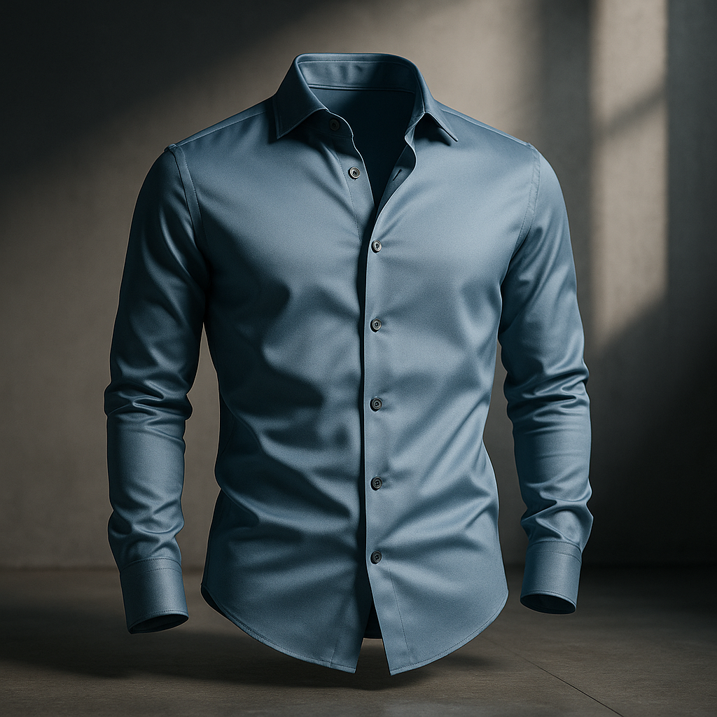 Deep Ocean Plain Lycra Regular Fit Full Sleeves Formal Shirt | TOG Fashion