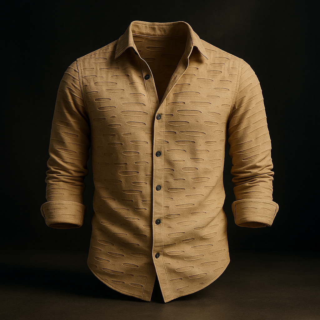 Tan Designer Stitched Slim fit Full Sleeves Casual Shirt | TOG Fashion