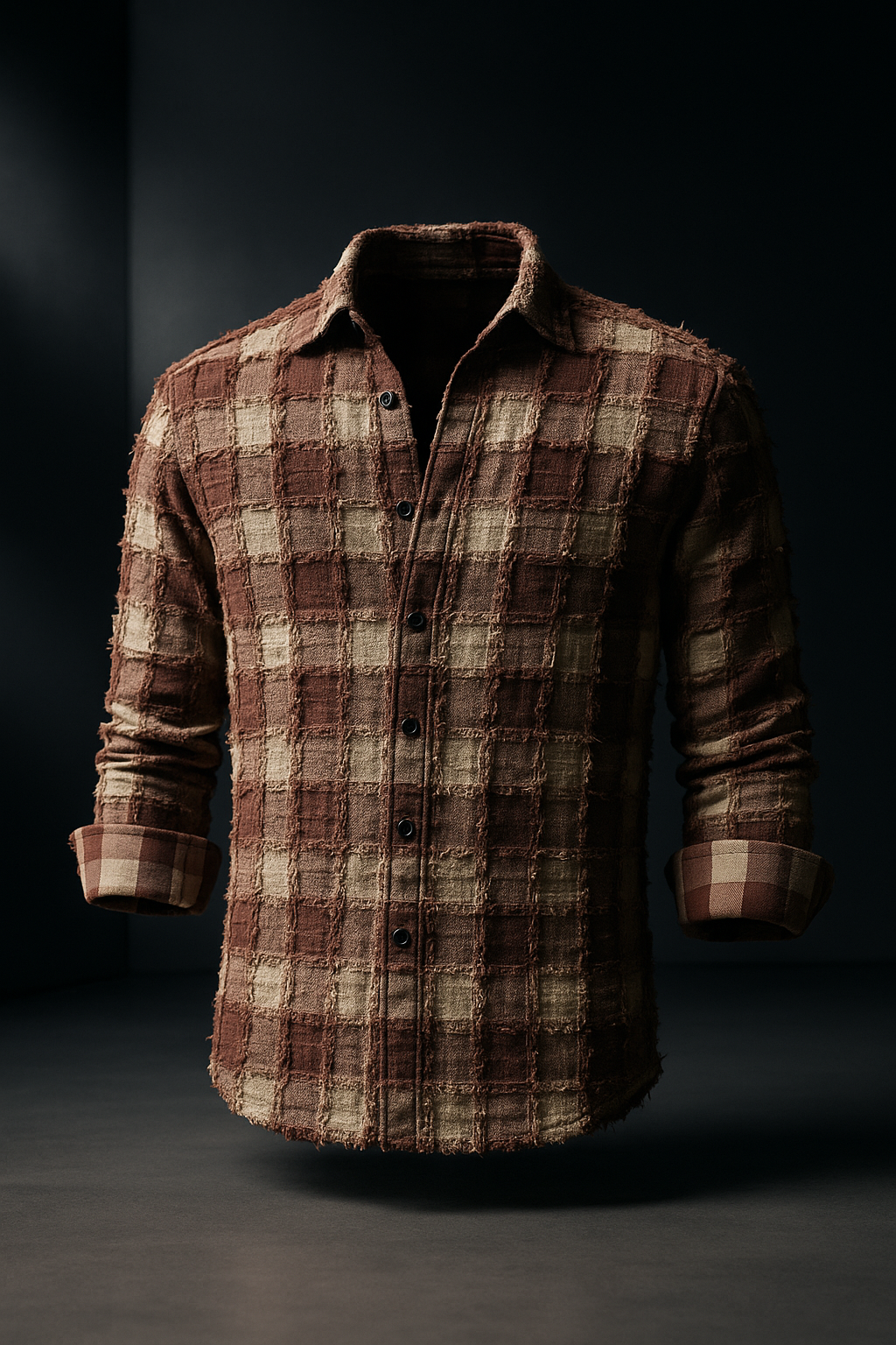 Brown Box Threaded Design Pattern Regular Fit Full Sleeves Shirt | TOG Fashion