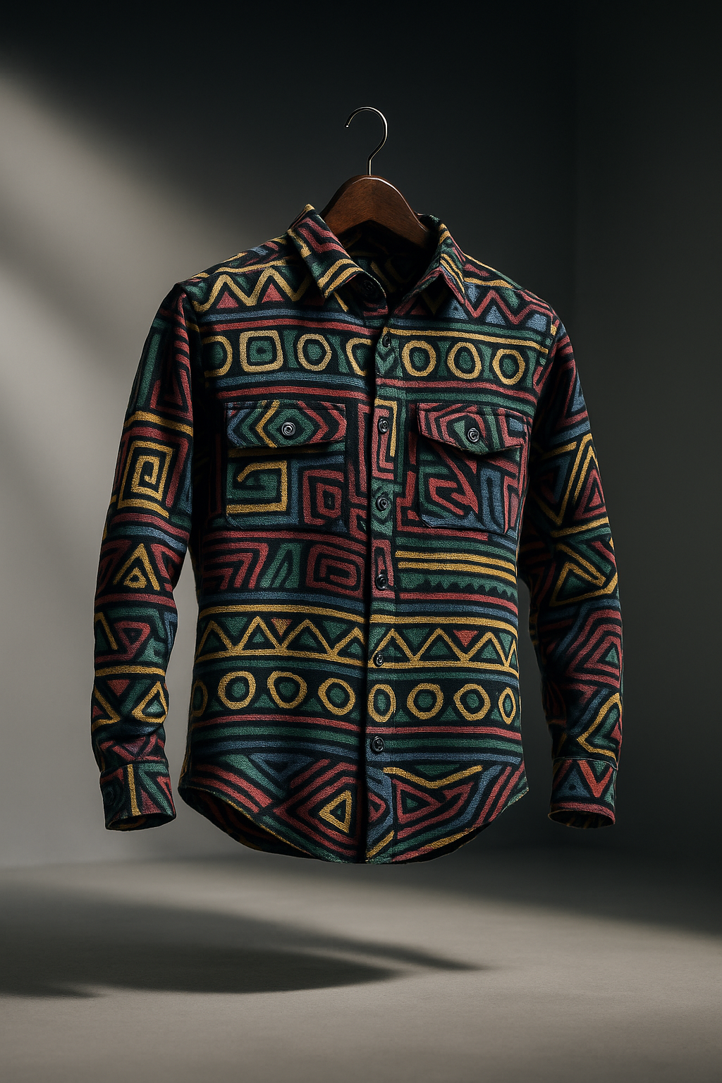 Multi-Color Bull Shacket Native Dark Patterned Regular Fit Shirt | TOG Fashion