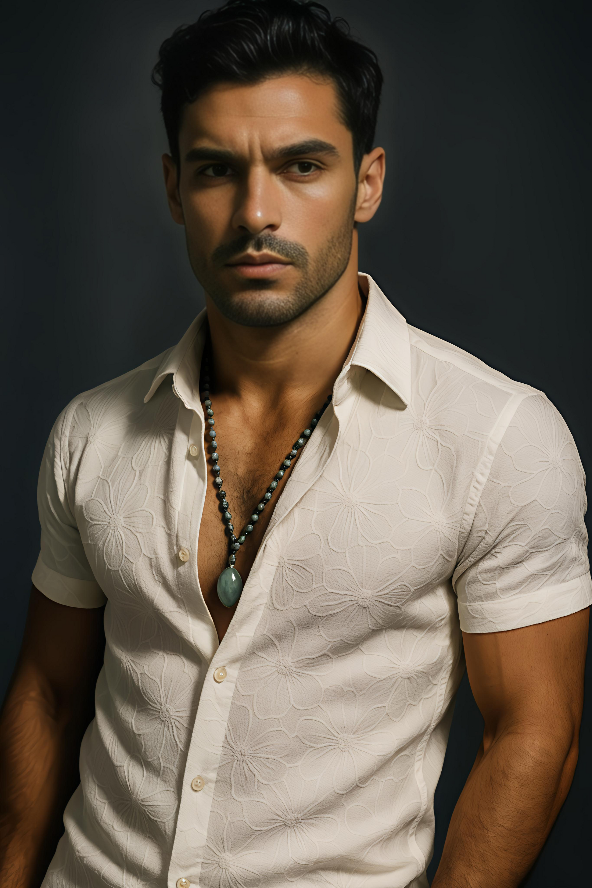 White Abstractly Textured Regular Fit Half Sleeves Shirt| TOG Fashion