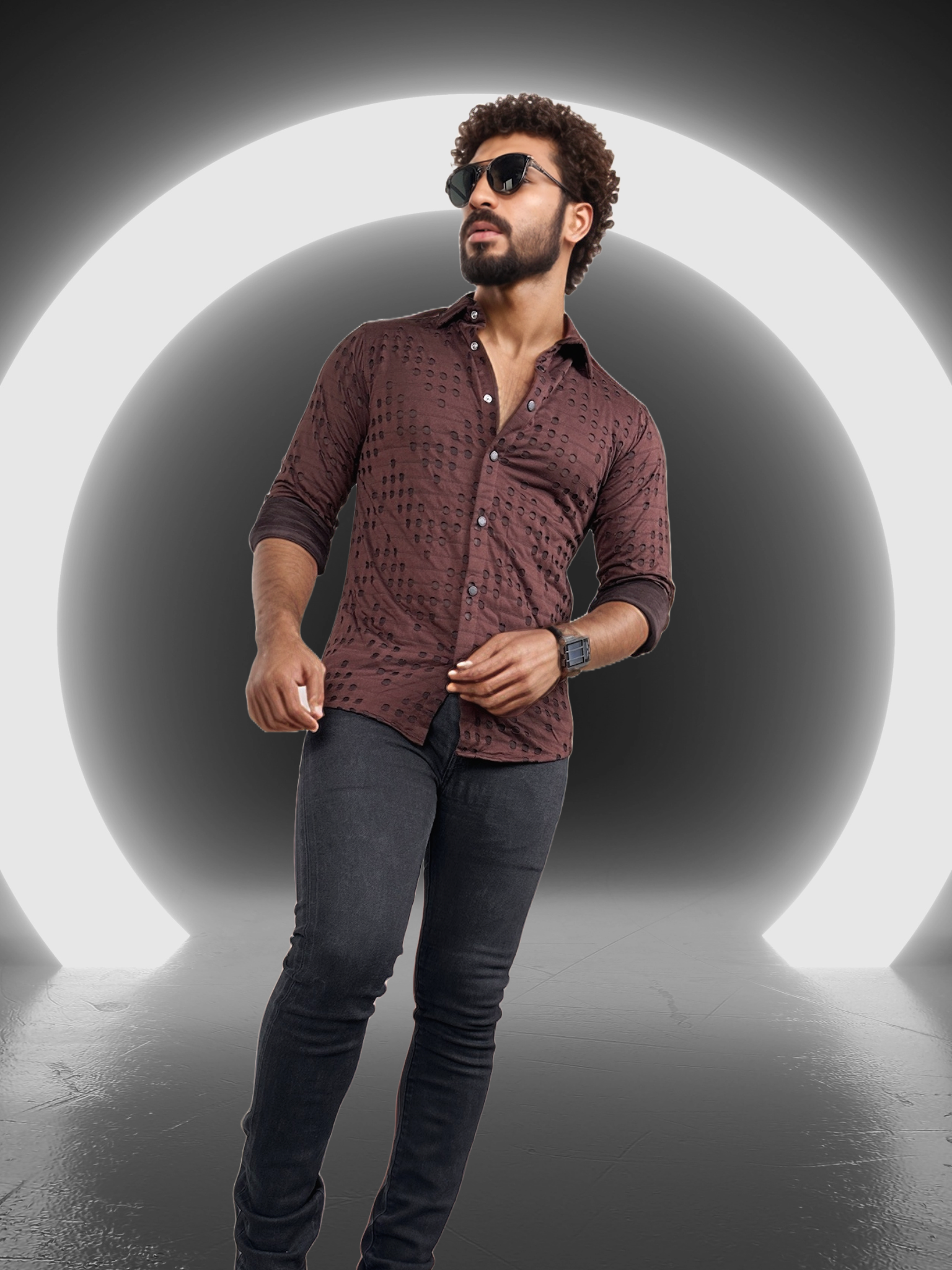 Maroon Designer Stitched Slim fit Full Sleeves Casual Shirt | TOG Fashion