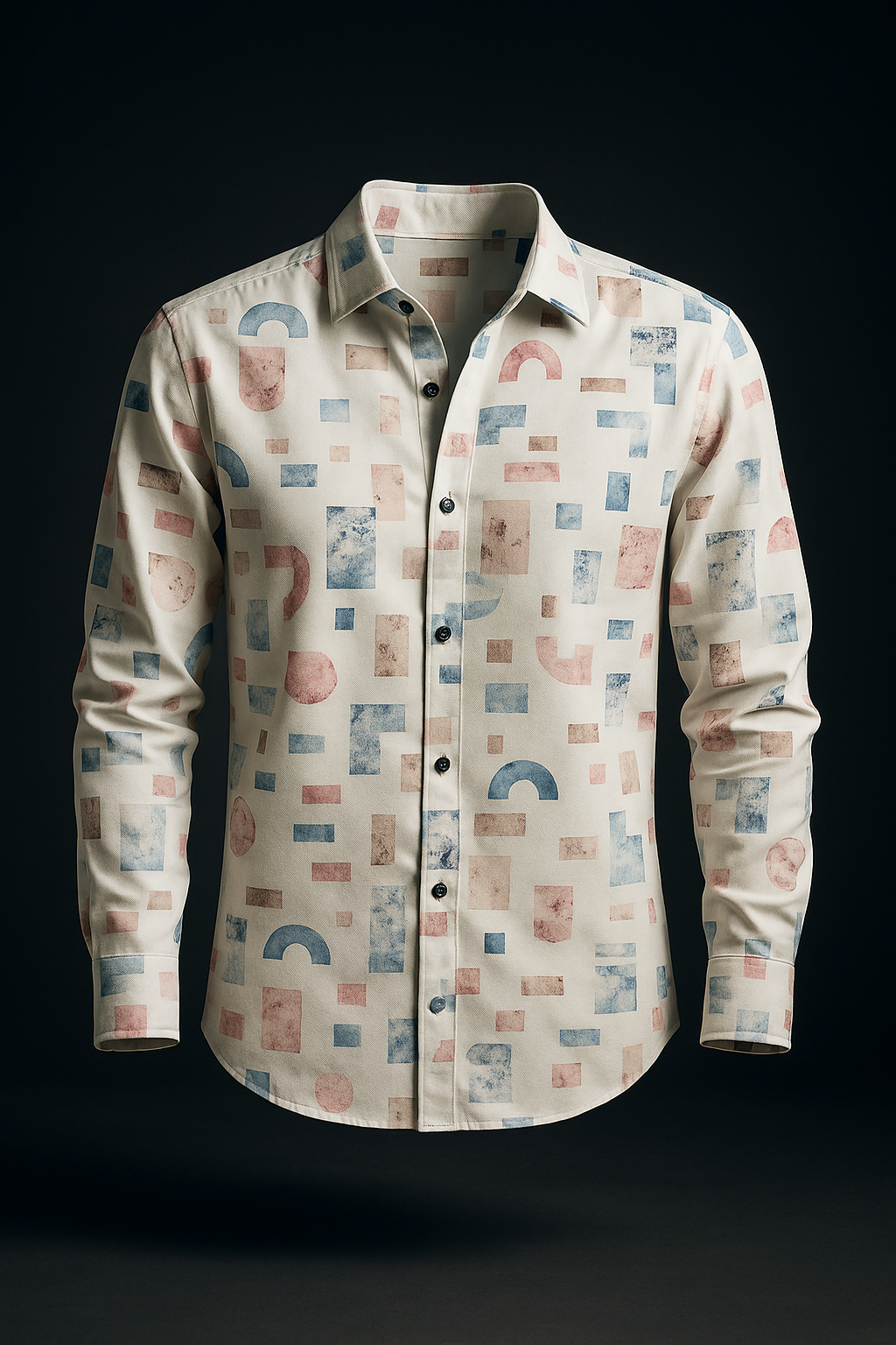 White Abstract Print Slim Fit Full Sleeves Casual Shirt | TOG Fashion