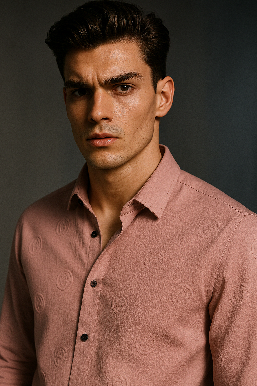 Pink 3D Print Designer Slim Fit Full Sleeves Casual Shirt | TOG Fashion