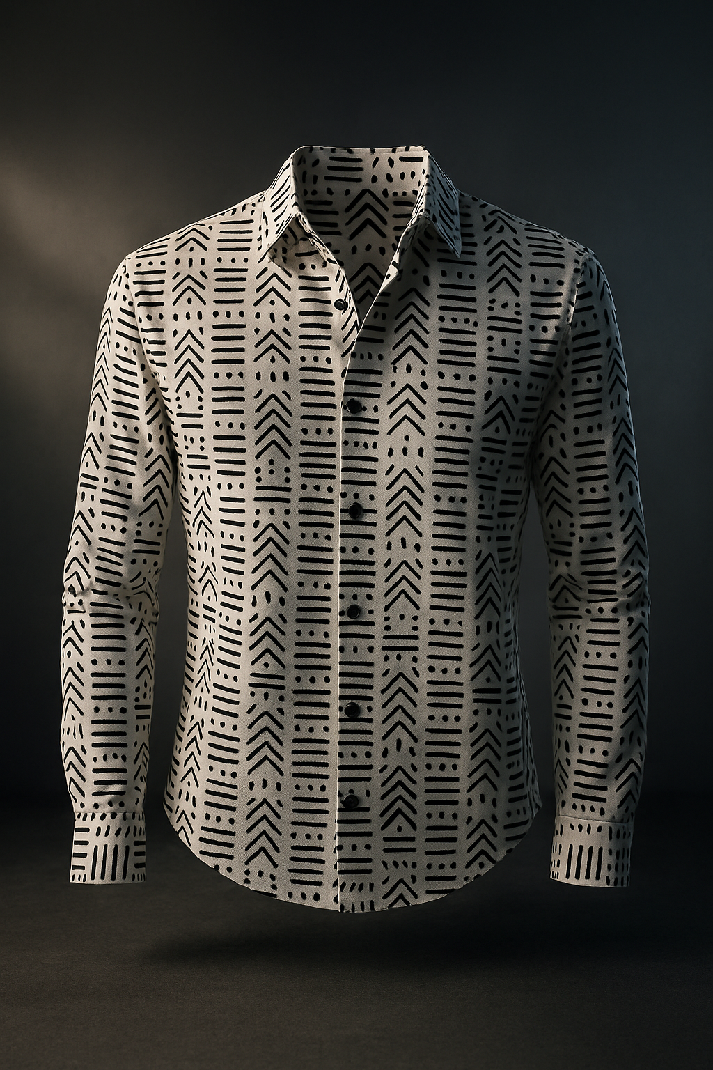 White and Black Premium Designer Print Regular Fit Full Sleeves Casual Shirt | TOG Fashion