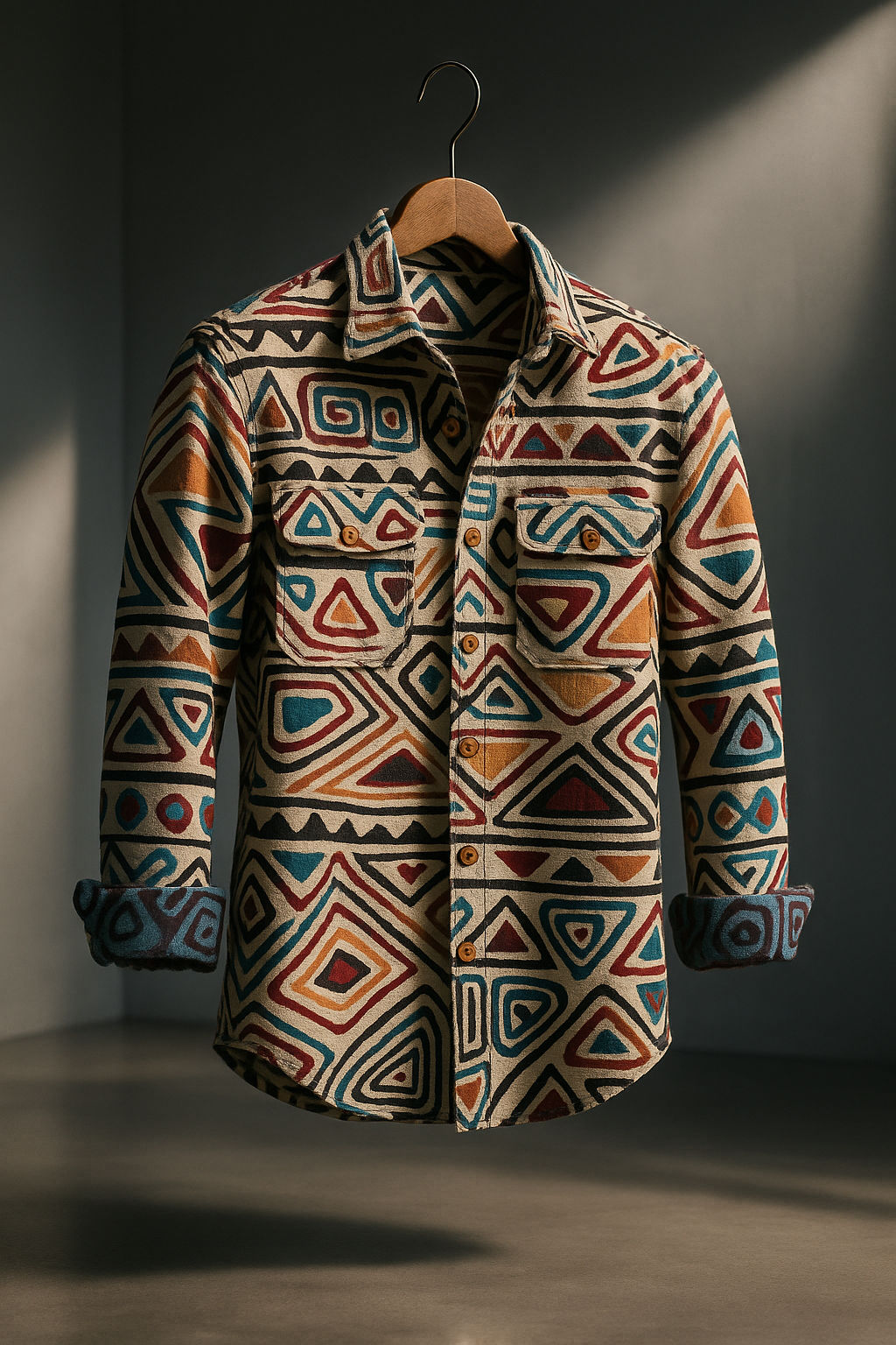 Multi-Color Bull Shacket Native Light Patterned Regular Fit Shirt | TOG Fashion