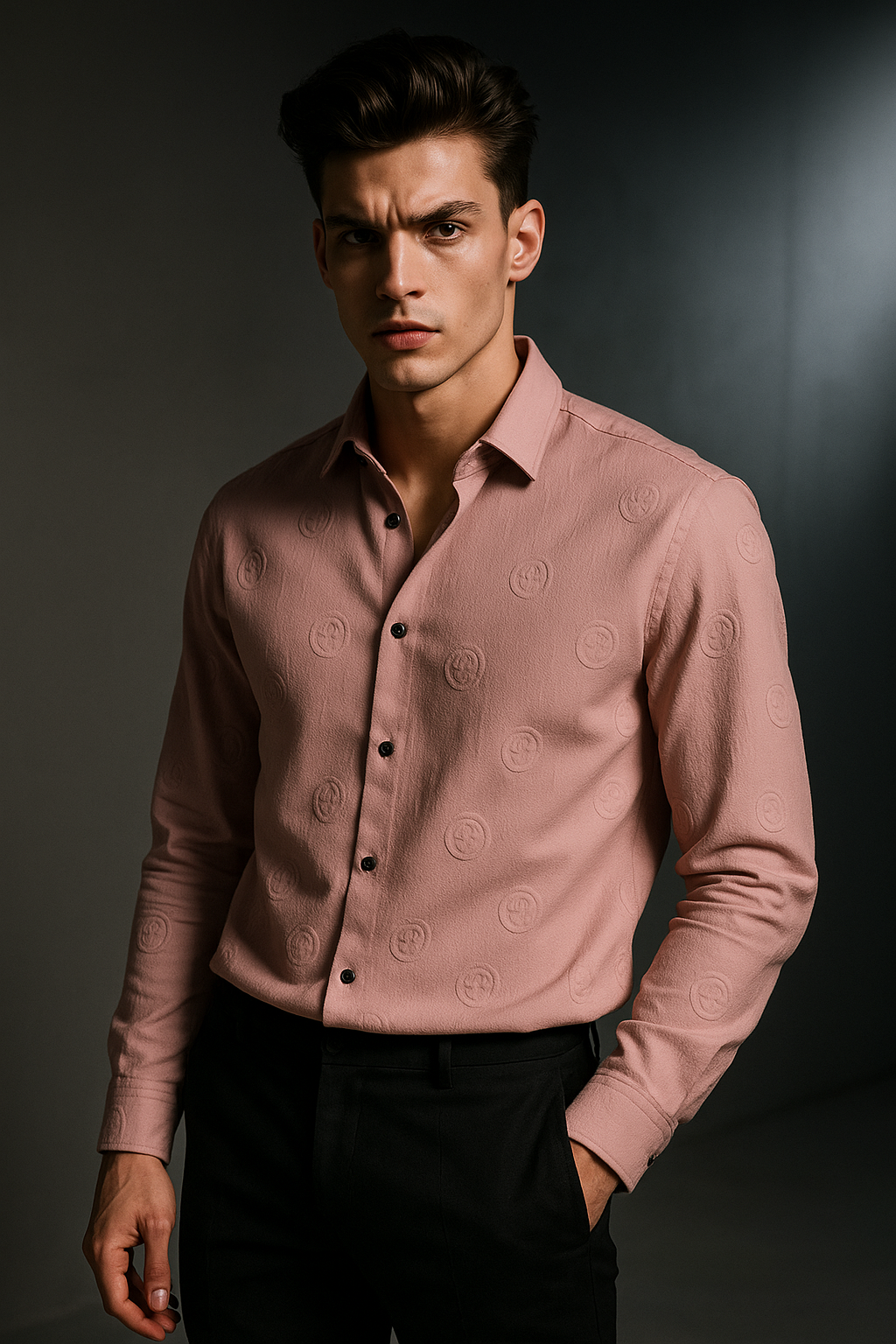 Pink 3D Print Designer Slim Fit Full Sleeves Casual Shirt | TOG Fashion
