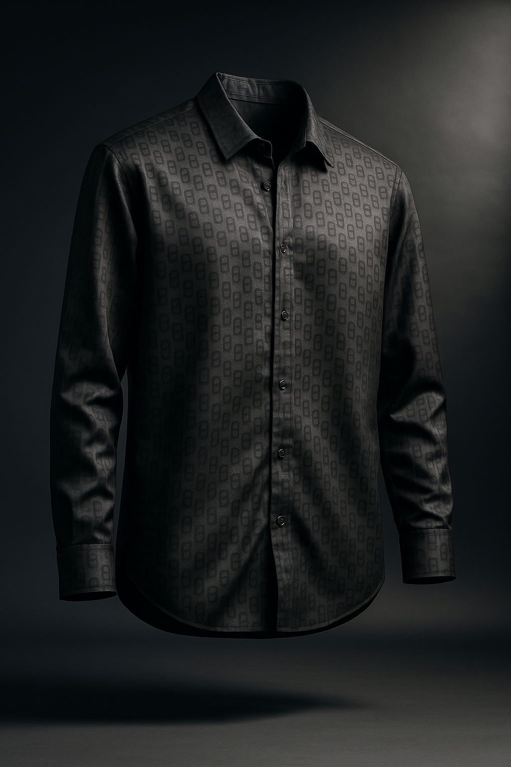 Black Lycra Designer Regular Fit Full Sleeves Shirt | TOG Fashion