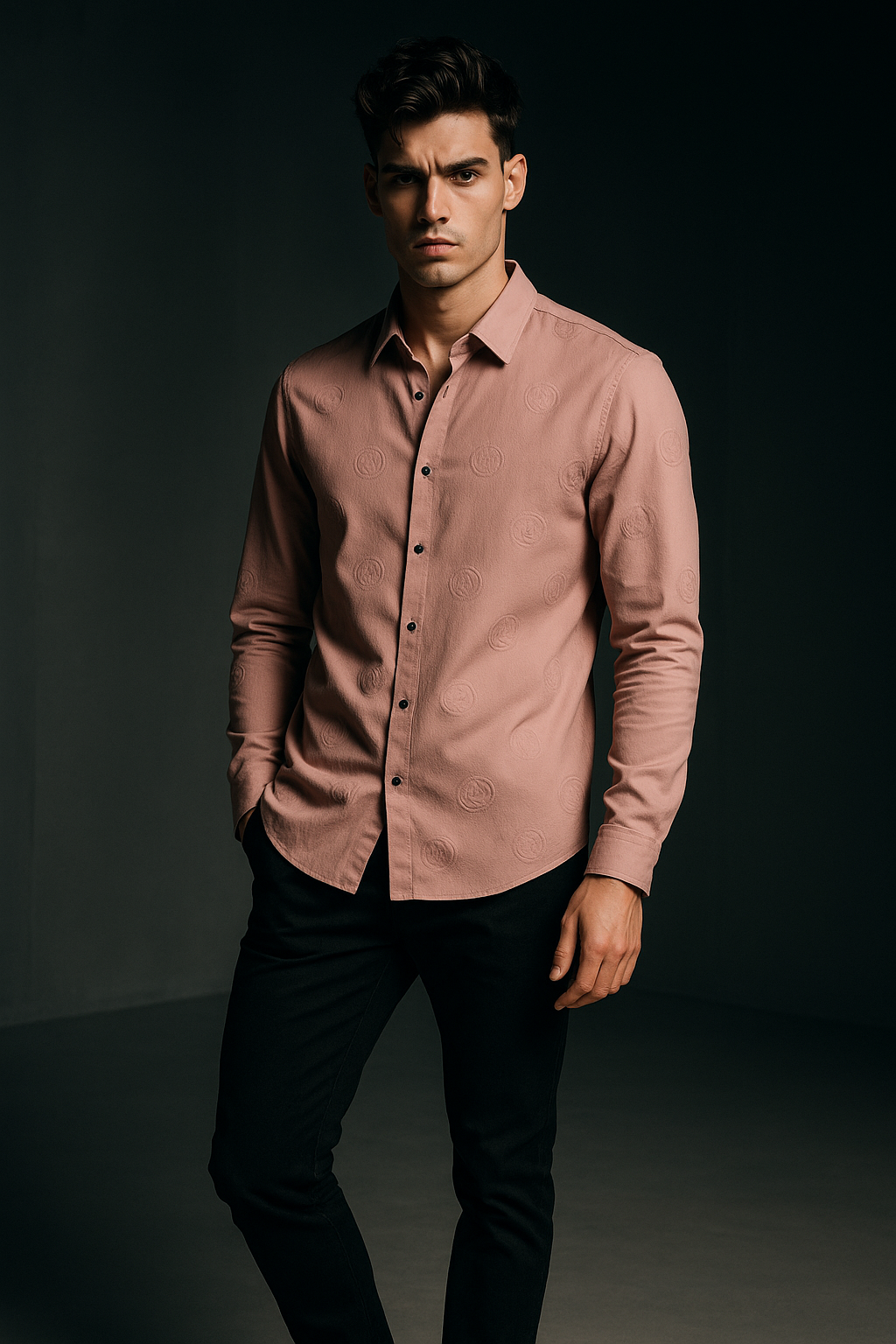 Pink 3D Print Designer Slim Fit Full Sleeves Casual Shirt | TOG Fashion