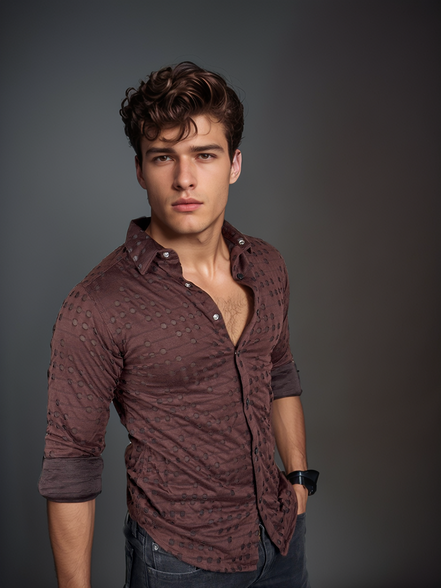 Maroon Designer Stitched Slim fit Full Sleeves Casual Shirt | TOG Fashion