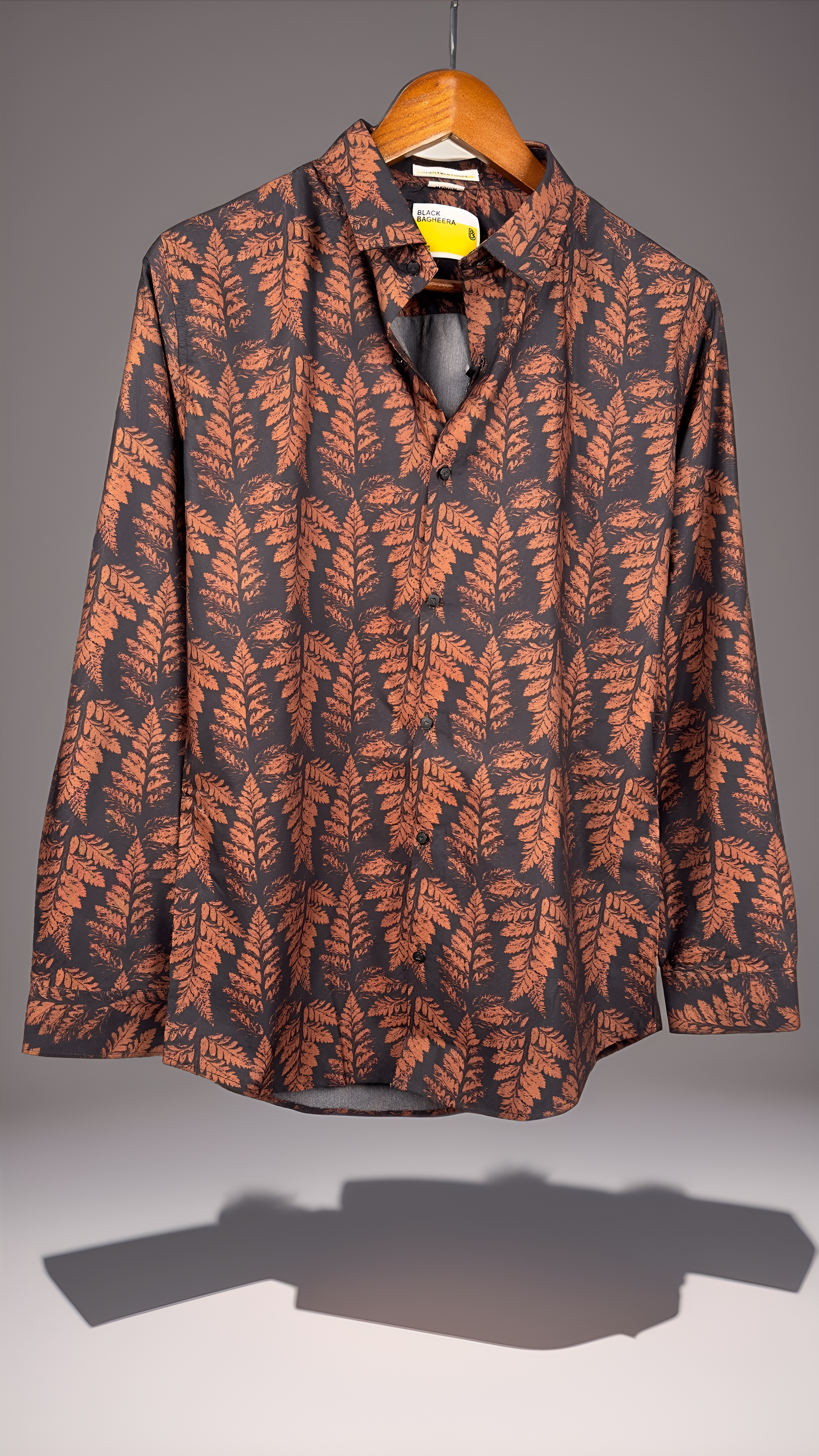 Black and Brown Printed Regular Fit Full Sleeves Shirt | TOG Fashion