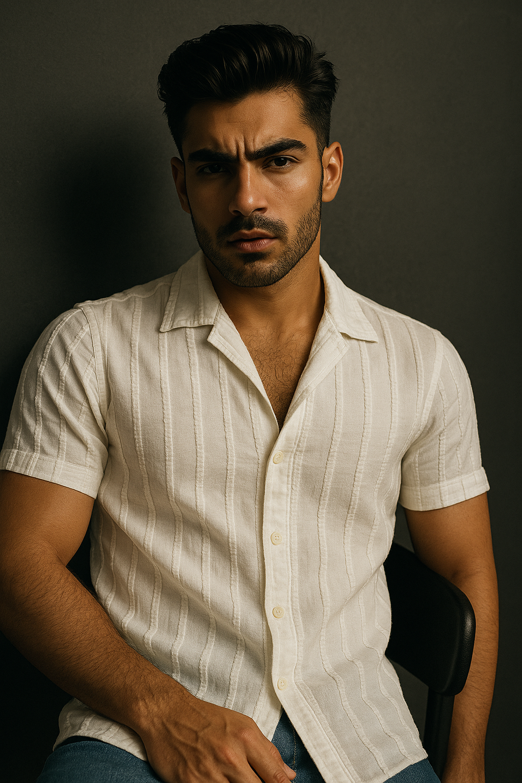 White Cotton Smart Slim Fit Self Design Striped Casual Shirt | TOG Fashion