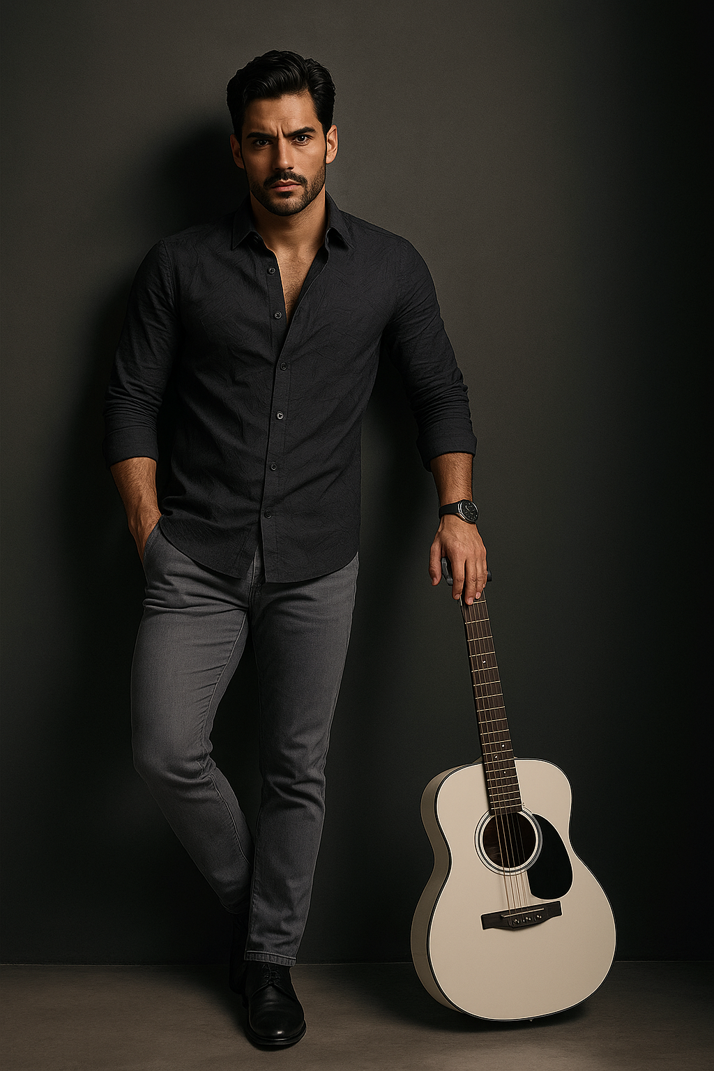 Black Textured Slim Fit Full Sleeves Shirt | TOG Fashion