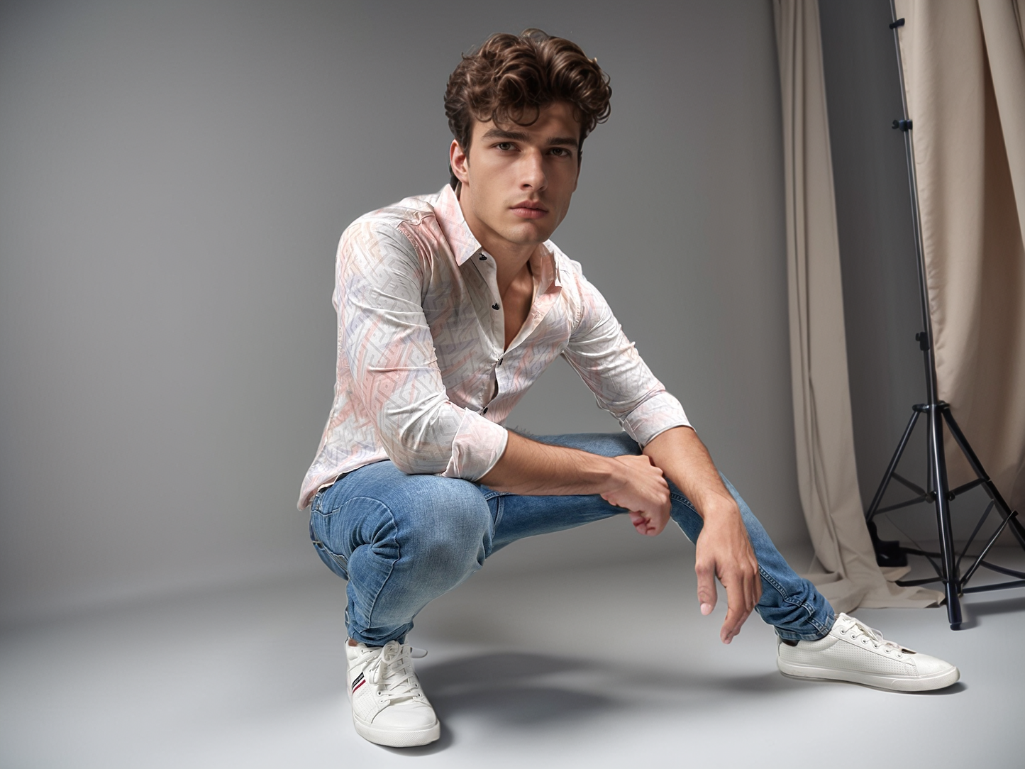 White Party Wear Orange Printed Slim fit Full Sleeves Shirt | TOG Fashion