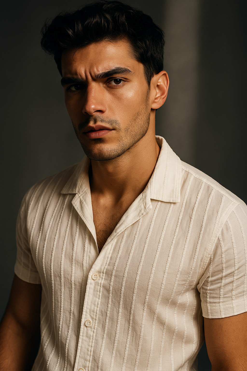 White Cotton Smart Slim Fit Self Design Striped Casual Shirt | TOG Fashion